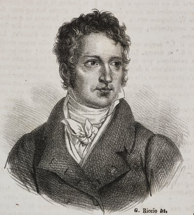 Retrato de Vincenzo Camuccini (1771-1844), pintor e restaurador italiano, litografia de Gaetano Riccio de Poliorama Pittoresco, n 16, 23 de novembro de Vincenzo Camuccini