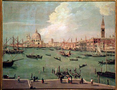 Vista sobre a bacia de São Marcos, Veneza, com a basílica de Santa Maria della Salute ao fundo Pintura de Vincenzo Chilone (1758-1839) Dim 100x135 cm Veneza, Museo Correr, n 151 de Vincenzo Chilone