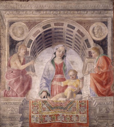 Madonna e criança com os santos João Batista e João Evangelista, 1485 de Vincenzo Foppa