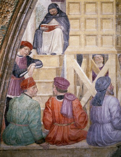 Milagre da nuvem, detalhe de Histórias de São Pedro Mártir de Vincenzo Foppa