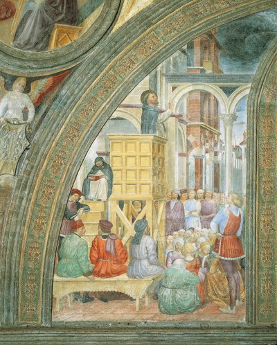 O Milagre da Nuvem, detalhe de Histórias de São Pedro Mártir, de Vincenzo Foppa de Vincenzo Foppa