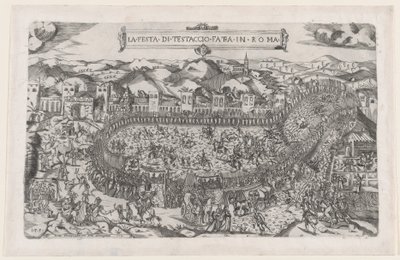 O Espelho da Magnificência Romana: Jogos de Carnaval realizados no Monte Testaccio em Roma, 1558., 1558 de Vincenzo Luchino