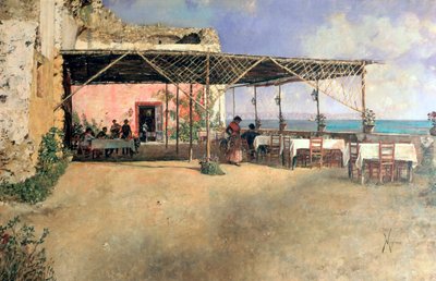 Taverna em Posillipo, 1886 de Vincenzo Migliaro