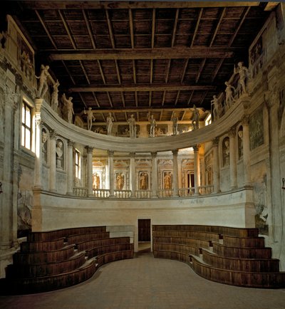 Arquitetura renascentista: vista do Teatro Olímpico (teatro olimpico) projetado pelo arquiteto Vincenzo Scamozzi (1552-1616) 1588-1590 Sabbioneta, Itália de Vincenzo Scamozzi
