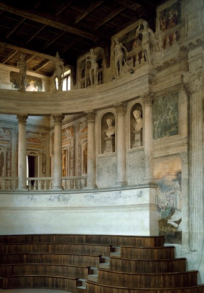Arquitetura renascentista: vista do Teatro Olímpico (teatro olimpico) projetado pelo arquiteto Vincenzo Scamozzi (1552-1616) 1588-1590 Sabbioneta, Itália de Vincenzo Scamozzi