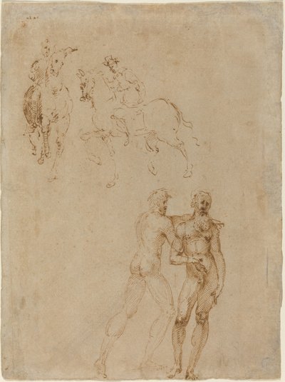Dois cavaleiros e dois nus masculinos de Vincenzo Tamagni