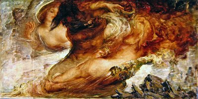 Hércules e Hidra, o Segundo Trabalho (óleo sobre tela) de Violet Brunton
