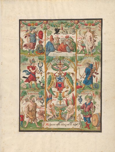 Alegoria Clássica com as armas do Ochsenfelder, meados do século XVI. de Virgil Solis