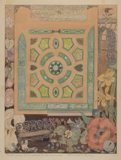 Jardim de flores - Lewis Estate, c. 1936. de Virginia Richards