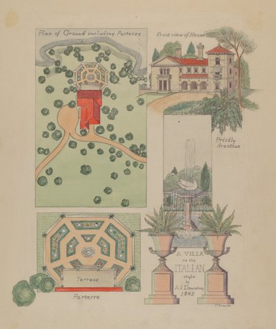 Projeto italiano da vila, c. 1936. de Virginia Richards