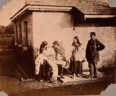 As crianças ouvem um homem tocando violino, c.1859-61 de Viscountess Hawarden