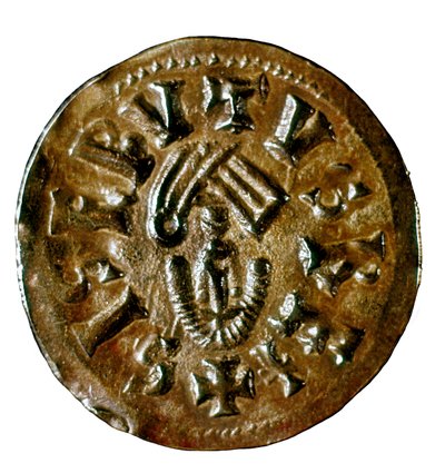 Tremissis (ou triens) do Rei Sisenand, fundido em Caesaraugusta (Saragoça), Espanha, século VII (moeda) de Visigothic