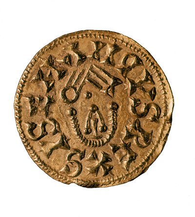 Tremissis (ou triens) do Rei Sisenand, fundido em Tarraco, Espanha, século VII (moeda) de Visigothic