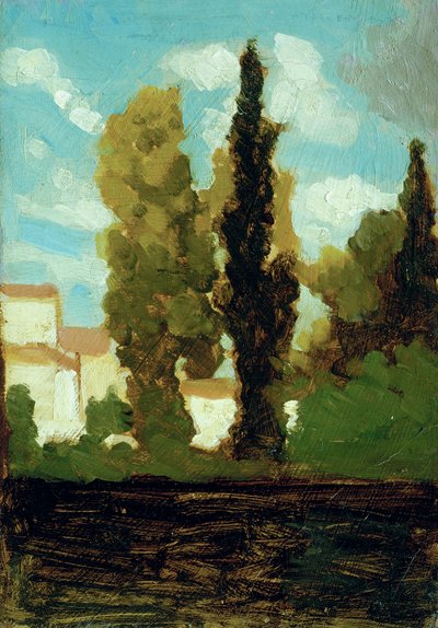 Estudo de uma aldeia, c.1860 (óleo sobre cartão) de Vito d
