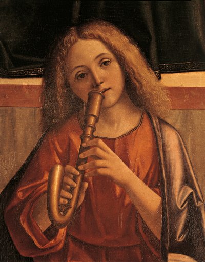 Anjo trovador, pormenor da Apresentação de Jesus no Templo de Vittore Carpaccio