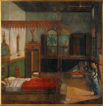 Santa Úrsula sonha com o seu martírio anunciado por um anjo (pintura sobre tela) de Vittore Carpaccio