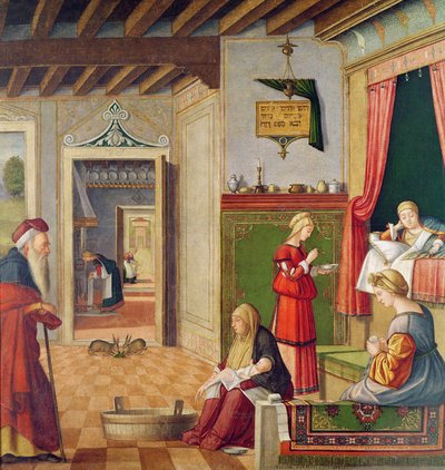 O Nascimento da Virgem, 1504-08 (ver também 204962) de Vittore Carpaccio