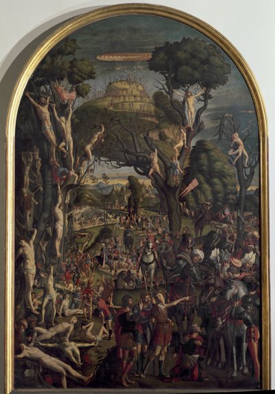 A Crucificação dos Dez Mil Mártires no Monte Ararat - Óleo sobre tela de Vittore Carpaccio