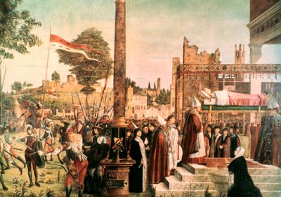 A lenda de Santa Úrsula: martírio e funeral de Santa Úrsula, 1493 de Vittore Carpaccio
