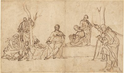 A Madona e o Menino com Santos em uma Paisagem (Sacra Conversazione) de Vittore Carpaccio