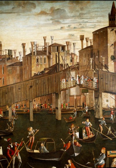 O Milagre da Relíquia da Santa Cruz na Ponte Rialto em Veneza, Detalhe. Pintura de Vittore Scarpazza dit Vittore Carpaccio (1460-1525) de Vittore Carpaccio