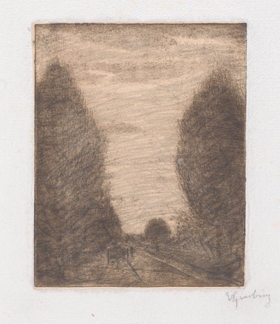 Paisagem arborizada com um carrinho de Vittore Grubicy