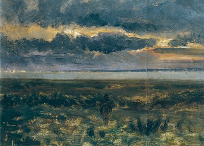 Pôr do sol sobre o mar, de Vittorio Avondo (1836-1910) de Vittorio Avondo