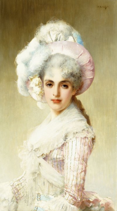 Senhora elegante em rosa de Vittorio Matteo Corcos