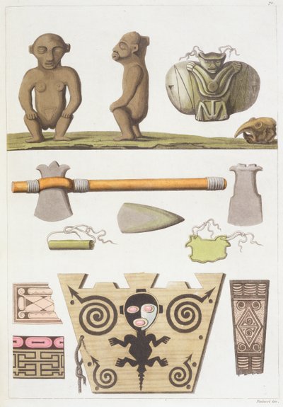 Ídolos das Caraíbas (gravura a cores) de Vittorio Raineri
