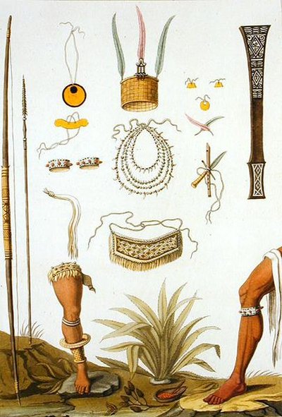Objectos pertencentes a índios (gravação a cores) de Vittorio Raineri