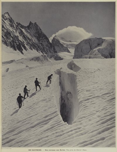 Na região do Dauphine dos Alpes franceses: uma fenda no Glaciar Blanc no Barre des Ecrins de Vittorio Sella