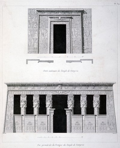 Uma entrada e pórtico no templo de Tentyris, século XIX de Vivant Denon