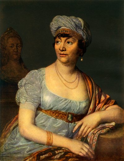 "Retrato de uma mulher desconhecida com o chapéu", 1812, 1965.   de Vladimir Borovikovsky