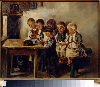 Espere pela senhora. (Aguardando o professor). Pintura de Vladimir Yegorovich Makovsky (Makovsky, Makovskij) (1846-1920), óleo sobre tela de Vladimir Egorovic Makovsky