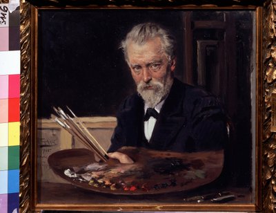 Autorretrato (Autorretrato). Pintura de Vladimir Yegorovich Makovski (Makovsky, Makovskij) (1846-1920), huile sur toile de Vladimir Egorovic Makovsky