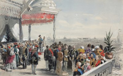 Festas públicas após a coroação do imperador Alexandre III no campo Khodynka, 1883 de Vladimir Egorovic Makovsky