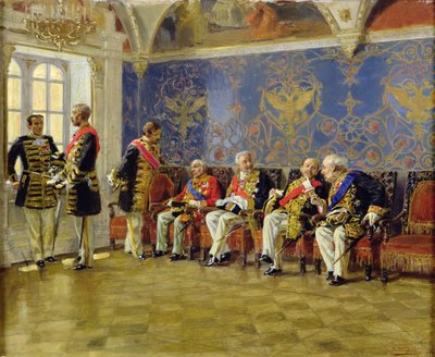 Esperando por uma audiência, 1904 (óleo sobre madeira) de Vladimir Egorovic Makovsky