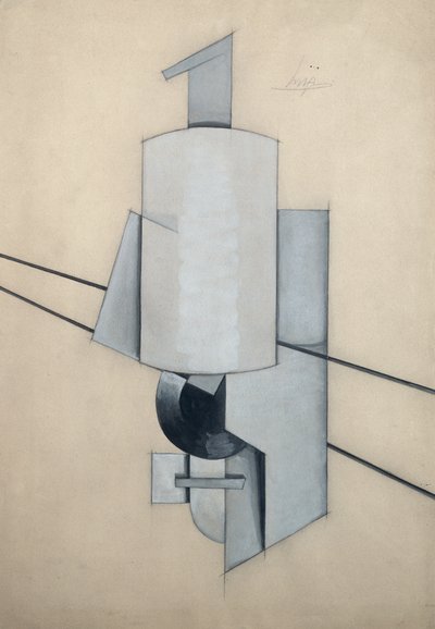 Projeto para uma escultura de canto (aguarela e pastel sobre papel) de Vladimir Evgrafovich Tatlin