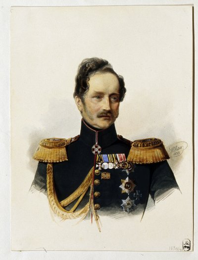 Retrato do Príncipe Alexey Fyodorovich Orlov (1787-1862) (Retrato do Príncipe A. F. Orlov). Soldado e diplomata russo. Obra de Vladimir Ivanovich Hau (Gau) (1816-1895), aquarela sobre papel de Vladimir Ivanovich Hau