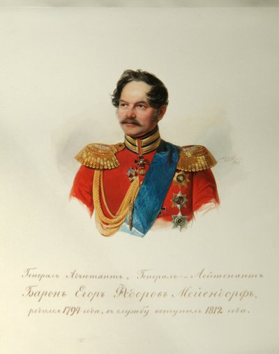 Retrato do General Yegor Fyodorovich Meiendorf (1794-1879) (Do Álbum da Guarda Imperial) - Hau (Gau), Vladimir Ivanovich (1816-1895) - 1846-1849 - Aquarela sobre papel - Institut of Russian Literature IRLI (Pushkin) -Casa), São Petersburgo de Vladimir Ivanovich Hau