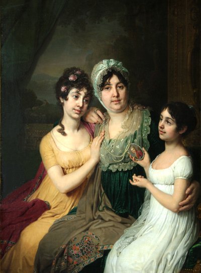 Retrato da condessa Anna Bezborodko com suas filhas Lyubov e Cleópatra, 1803 de Vladimir Lukich Borovikovsky