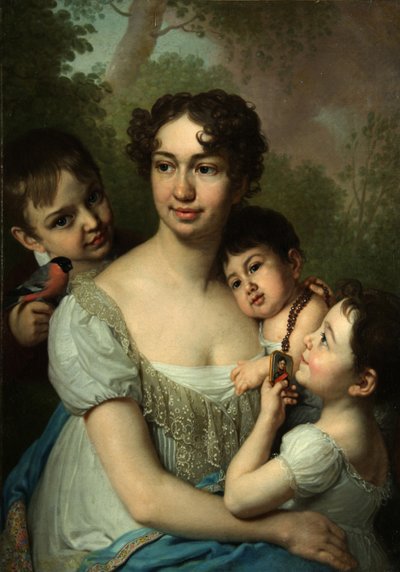 Retrato de Yelena Balashova com crianças, c. 1811 de Vladimir Lukich Borovikovsky
