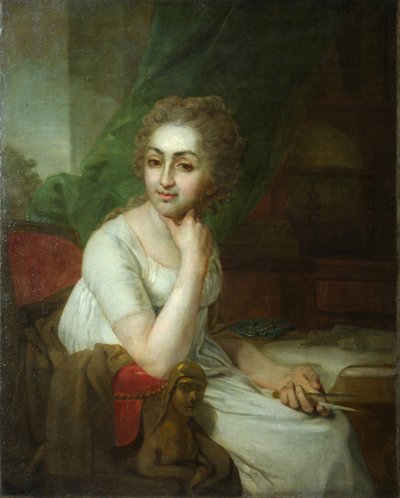 Retrato de uma mulher desconhecida com bússola na mão Praskovia Golitsyna de Vladimir Lukich Borovikovsky