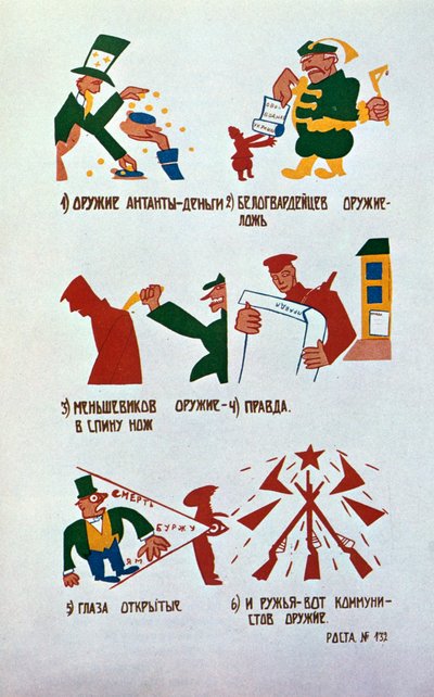 Caricatura contra os monarquistas, Okna Rosta, 1920. de Vladimir Mayakovsky