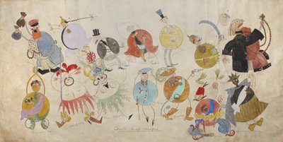 Figurino para a peça de teatro Mystery-Bouffe de Vladimir Mayakovsky, 1919. de Vladimir Vladimirovich Mayakovsky