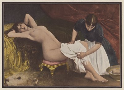 Mulher a sair da cama (cor litho) de Vlaho Bukovac