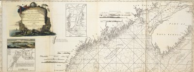 A New and Corret Chart of the Coast of New England and New York with the adjacent parts of Nova Scotia and New Brunswick from Cape Sable to the Entrance of Hudsons or North River by Captain Holland; View of Hell Gate by W. A. Williams 1777 (inset); Plan o de W.A. Williams