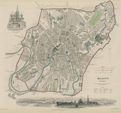 Mapa de Moscou, 1836 de W.B. Clarke