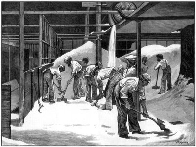 Produção de açúcar na refinaria Counterslip, Bristol, 1873. de WB Murray