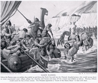 Raiders saxão, ilustração de &39;História das Nações de Hutchinson&39;, c.1910 de W.P. Caton Woodville